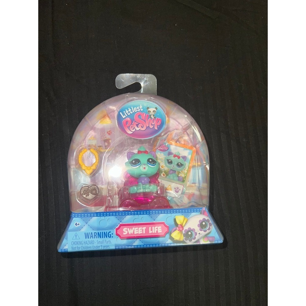 Littlest Pet Shop Sweet Life Teal Cat Figure New In Box LPS Collectible Set